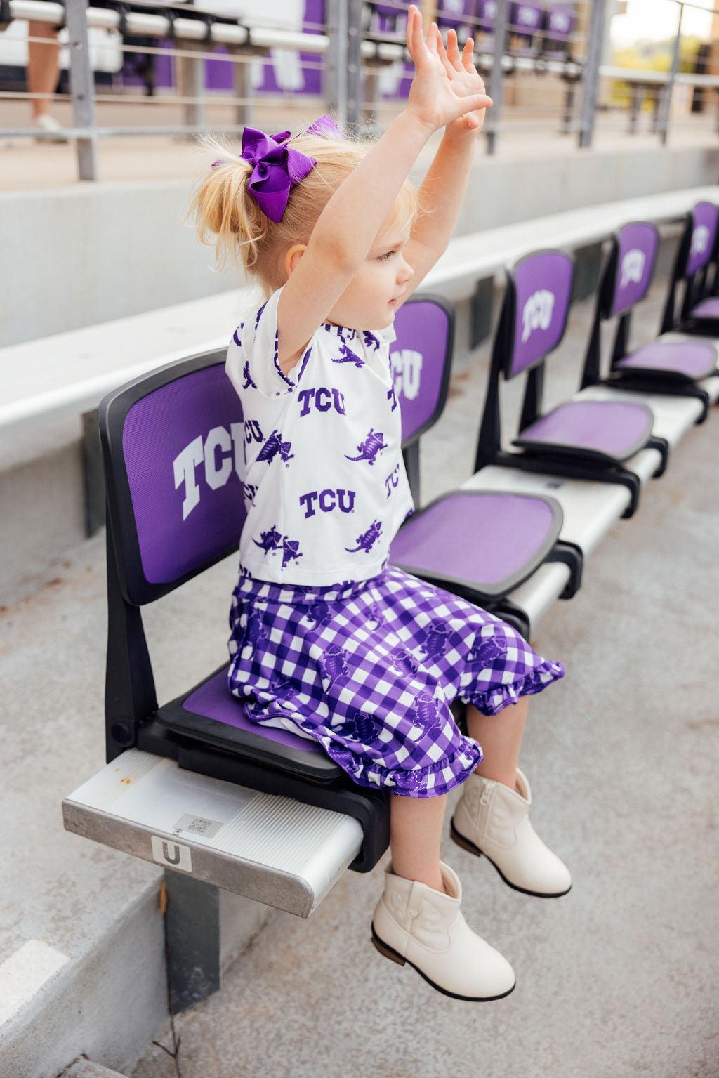 TCU Plaid Frog Ruffle Twirl Skort