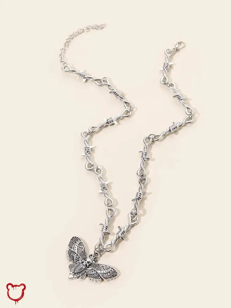 Moth Skull Wire Necklace