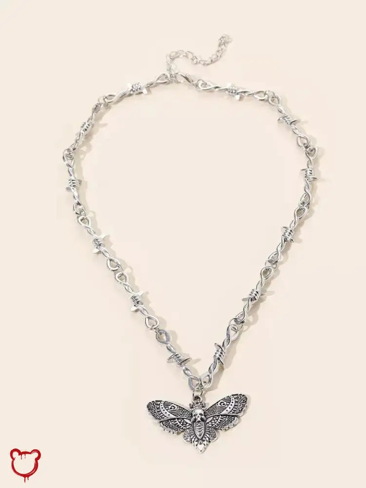 Moth Skull Wire Necklace